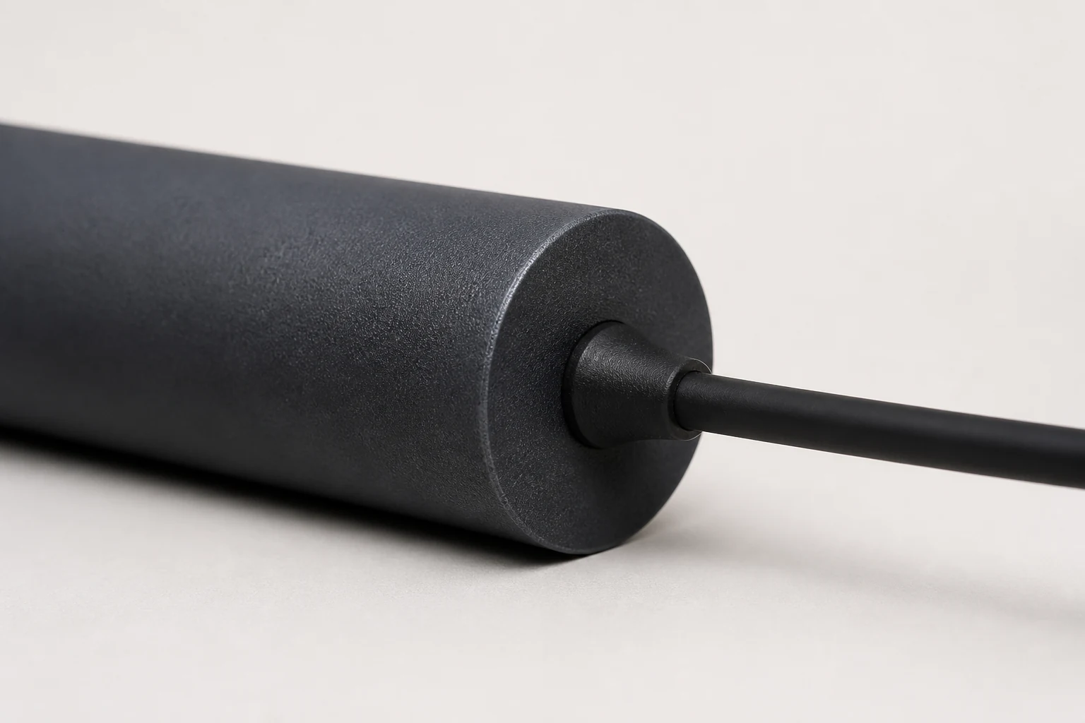 Representative external close-up of the centered cable exit, seal and strain relief on an MMO tubular anode
