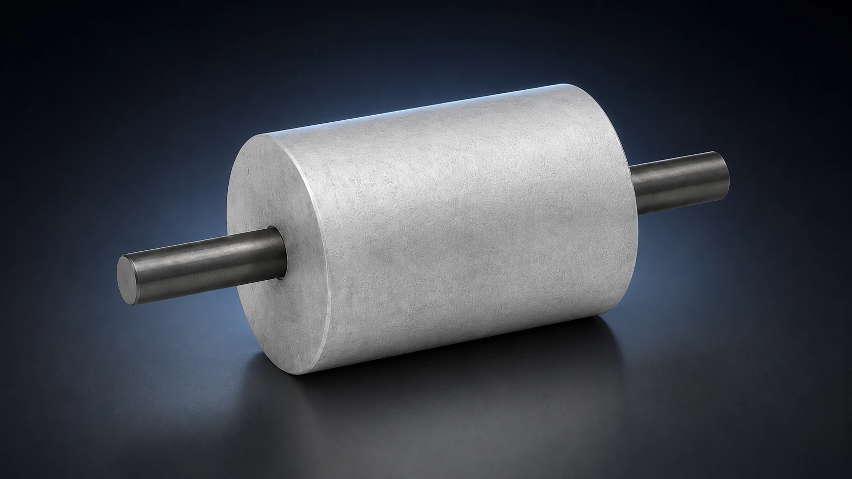 Compact cylindrical magnesium sacrificial-anode body with a projecting steel core on a dark studio background